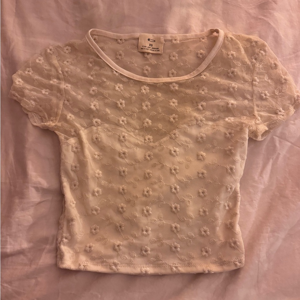 Urban Outfitters Floral Mesh Crop Top